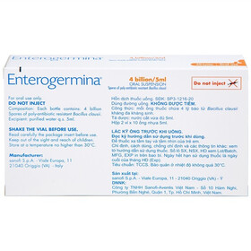 Men ống Enterogermina 4 tỷ/5ml Sanofi điều trị rối loạn hệ vi khuẩn đường ruột (2 vỉ x 10 ống)