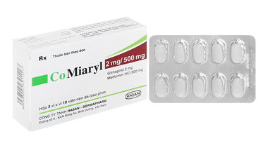 Thuốc CoMiaryl 2mg/500mg điều trị đái tháo đường type 2 (3 vỉ x 10 viên)