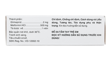 Thuốc CoMiaryl 2mg/500mg điều trị đái tháo đường type 2 (3 vỉ x 10 viên)