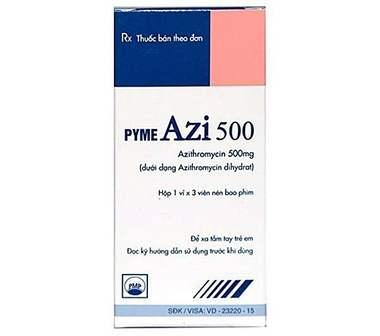 Thuốc Pyme Azi 500 điều trị các bệnh nhiễm trùng mức độ nhẹ đến trung bình 1 vỉ x 3 viên