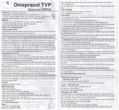 Thuốc Omeprazol 20mg TVP điều trị loét tá tràng, viêm loét dạ dày (3 vỉ x 10 viên)