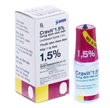 Dung dịch nhỏ mắt Cravit 1.5% Santen điều trị các nhiễm khuẩn (5ml)