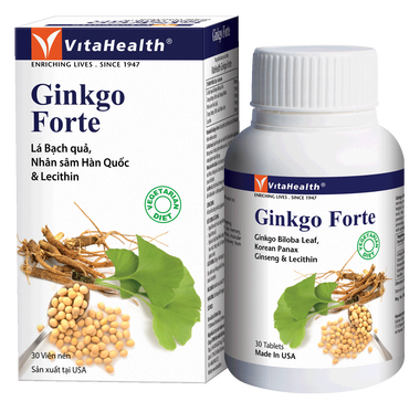 Thực phẩm bảo vệ sức khỏe VitaHealth Ginkgo Forte hỗ trợ hoạt huyết, dưỡng não (30 viên)