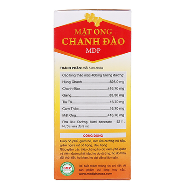 Thực phẩm bảo vệ sức khỏe Mật Ong Chanh Đào MDP (120ml)