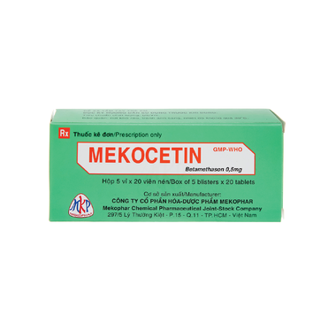 Thuốc Mekocetin 0.5mg Mekophar điều trị thấp khớp, bệnh ngoài da, dị ứng (5 vỉ x 20 viên)