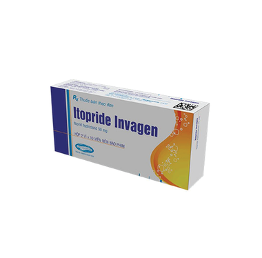 Thuốc Itopride Invagen điều trị viêm dạ dày, chướng bụng, đau bụng, chán ăn, ợ nóng (2 vỉ x 10 viên)