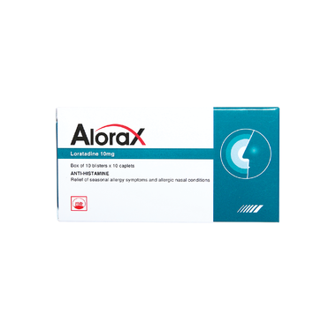 Thuốc Alorax 10mg hỗ trợ điều trị viêm mũi dị ứng, mày đay mạn tính (Hộp 100 viên)