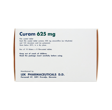 Thuốc Curam 625mg Sandoz điều trị nhiễm khuẩn (5 vỉ x 4 viên)