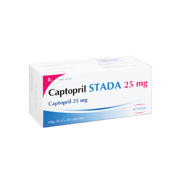 Thuốc Captopril Stada 25mg Cap trị tăng huyết áp, suy tim sung huyết (10 vỉ x 10 viên)