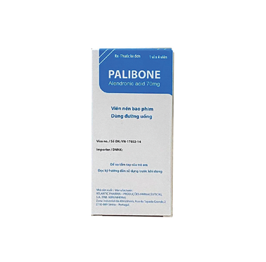 Thuốc Palibone 70mg có chứa thành phần chính là Natri alendronat trihydrat, tác dụng điều trị loãng xương (  1 vỉ x 4 viên )