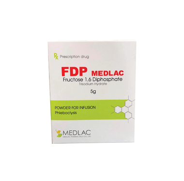 Thuốc FDP Medlac 5g  điều trị nhồi máu cơ tim  Hộp 1 lọ + 1 lọ nước cất 50ml