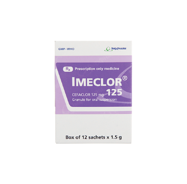 Thuốc cốm Imeclor 125 Imexpharm điều trị nhiễm khuẩn đường hô hấp, đường tiết niệu (12 gói)