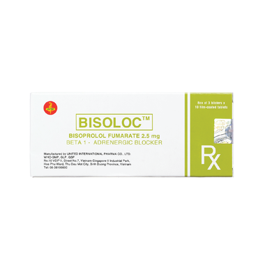 Thuốc Bisoloc 2.5mg điều trị tăng huyết áp, suy tim mạn (3 vỉ x 10 viên)