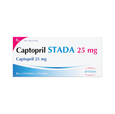 Thuốc Captopril Stada 25mg Cap trị tăng huyết áp, suy tim sung huyết (10 vỉ x 10 viên)