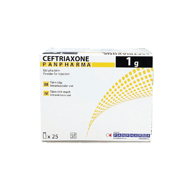 Thuốc Ceftriaxone 1g điều trị nhiễm khuẩn (25 lọ x 1g)