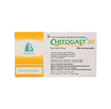 Thuốc Chitogast 30mg Điều Trị Triệu Chứng Của Bệnh Viêm Xương Khớp Cấp Và Mạn Tính (Hộp 3 Vỉ X 10 Viên)