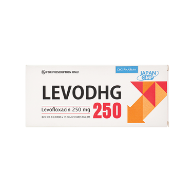 Thuốc LevoDHG 250 điều trị các chứng nhiễm khuẩn, viêm phổi, viêm xoang (3 vỉ x 10 viên)