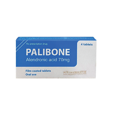 Thuốc Palibone 70mg có chứa thành phần chính là Natri alendronat trihydrat, tác dụng điều trị loãng xương (  1 vỉ x 4 viên )