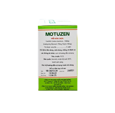 Thuốc Motuzen 100mg hỗ trợ điều trị các tổn thương gan khi bị xơ gan, viêm gan (10 vỉ x 10 viên)