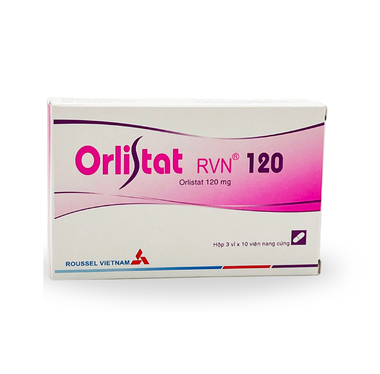 Thuốc Orlistat rvn 120mg hỗ trợ giảm nhẹ calo cho bệnh béo phì (Hộp 3 vỉ x 10 viên)