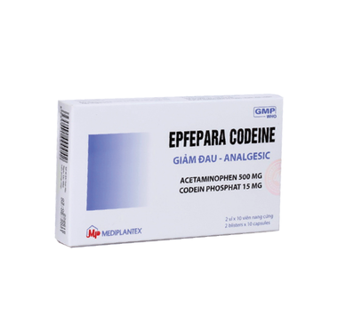 Thuốc Epfepara codeine giảm đau, hạ sốt (2 vỉ x 10 viên)