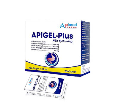 Hỗn dịch uống Apigel-Plus Apimed Hỗ trợ điều trị viêm loét dạ dày tá tràng (30 gói x 10ml)