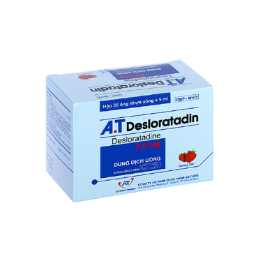 Thuốc A.T Desloratadin 2.5mg An Thiên giảm viêm mũi dị ứng, nổi mày đay mạn tính (30 ống x 5ml)