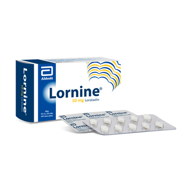 Viên nén Lornine 10mg giảm viêm mũi dị ứng, viêm kết mạc, ngứa và mày đay (10 vỉ x 10 viên)