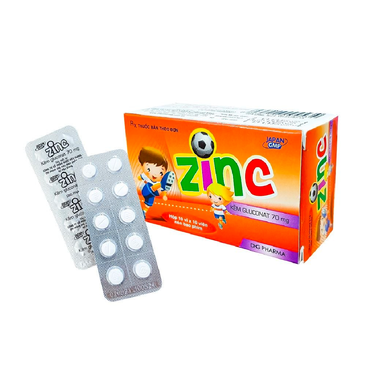 Thuốc Zinc 70mg DHG Pharma phòng ngừa và điều trị thiếu kẽm (10 vỉ x 10 viên)