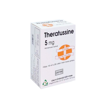 Thuốc Theratussin 5mg TV.Pharm hỗ trợ điều trị sảng rượu cấp, dị ứng hô hấp (Hộp 250 viên)