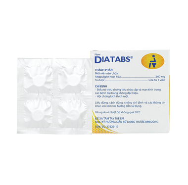Thuốc New Diatabs 600mg điều trị tiêu chảy cấp và mạn tính (25 vỉ x 4 viên)