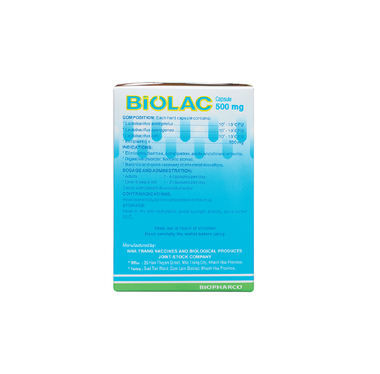 Men vi sinh sống Biolac Biopharco điều trị tiêu chảy, rối loạn tiêu hóa (10 vỉ x 10 viên)