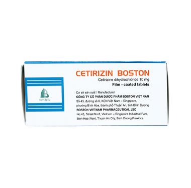 Thuốc Cetirizin Boston 10mg giảm triệu chứng viêm mũi dị ứng, mày đay (10 vỉ x 10 viên)