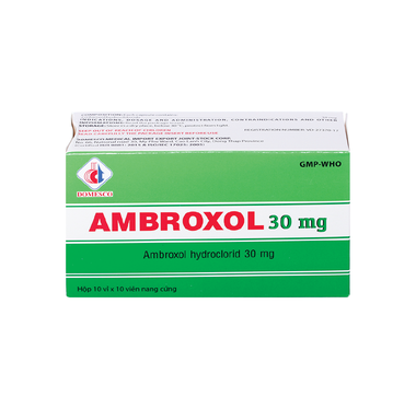 Thuốc Ambroxol 30mg Domesco điều trị viêm phế quản, hen phế quản (10 vỉ x 10 viên)