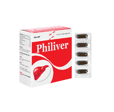 Thuốc Philiver điều trị bệnh gan mạn tính, gan nhiễm mỡ (12 vỉ x 5 viên)