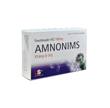 Thuốc Amnonims 180mg điều trị viêm mũi dị ứng theo mùa, mày đay vô căn mạn tính (3 vỉ x 10 viên)