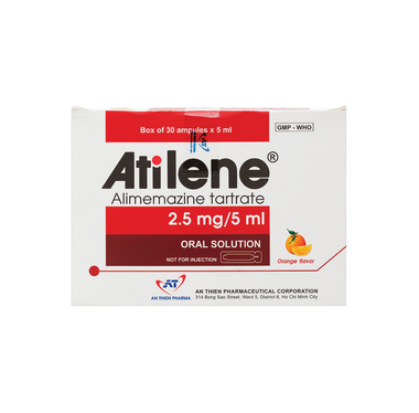 Thuốc Atilene 2,5mg/5ml Điều Trị Các Triệu Chứng Viêm Mũi, Ngứa, Mề Đay (Hộp 30 ống x 5ml)