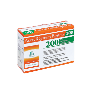 Thuốc bột Acetylcystein Boston 200 trị rối loạn tiết dịch phế quản (30 gói x 1g)