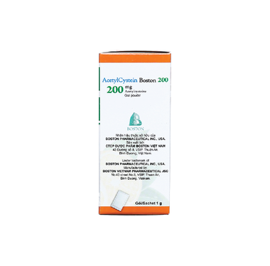 Thuốc bột Acetylcystein Boston 200 trị rối loạn tiết dịch phế quản (30 gói x 1g)