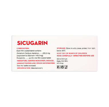 Thuốc Sicugarin hỗ trợ điều trị viêm gan do virus, xơ gan, gan nhiễm mỡ (6 vỉ x 10 viên)