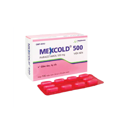 Thuốc Mexcold 500 Giúp Giảm Đau, Hạ Sốt (Hộp 10 Vỉ X 10 Viên)