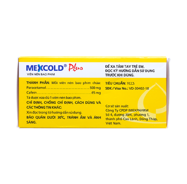 Thuốc Mexcold Plus Giảm Đau, Hạ Sốt, Không Gây Buồn Ngủ (Hộp 10 Vỉ X 10 Viên)