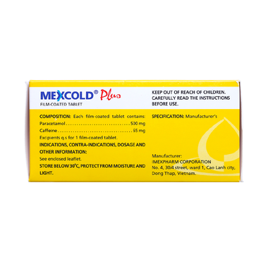 Thuốc Mexcold Plus Giảm Đau, Hạ Sốt, Không Gây Buồn Ngủ (Hộp 10 Vỉ X 10 Viên)