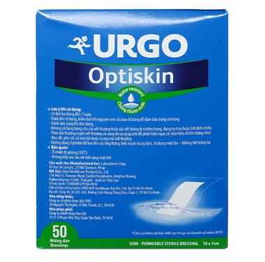 Băng cá nhân bán thấm, tiệt trùng Urgo Optiskin (10 x 7cm)  50 miếng