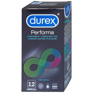 Bao cao su Durex Performa có gel bôi trơn giúp kéo dài thời gian (12 cái)