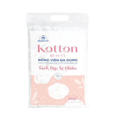 Bông viên đa dụng Kotton Beauty Bạch Tuyết dùng tẩy trang, vệ sinh vết thương 80gr