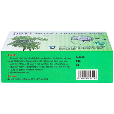 Thuốc Hoạt Huyết Dưỡng Não Phúc Vinh hỗ trợ điều trị thiểu năng tuần hoàn não (5 vỉ x 20 viên )