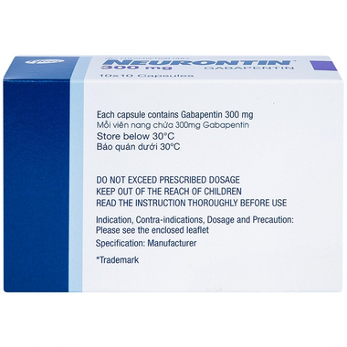 Thuốc Neurontin 300mg Pfizer điều trị hỗ trợ trong động kinh (10 vỉ x 10 viên)