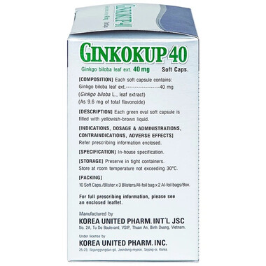 Thuốc Ginkokup 40mg điều trị bệnh sa sút trí tuệ (60 viên)