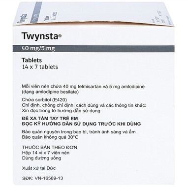 Thuốc Twynsta 40mg/5mg Boehringer điều trị tăng huyết áp vô căn (14 vỉ x 7 viên)